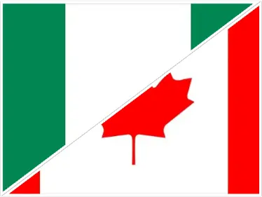 Time Difference Between Nigeria and Canada Flag Image